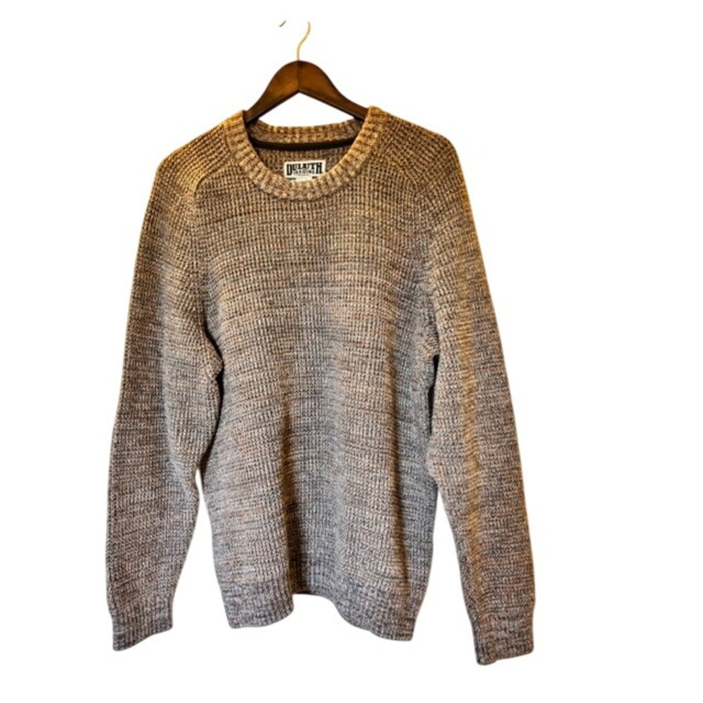 Duluth Trading Co Men's Brown Marled Knit Crew Neck Sweater Medium Cotton Blend